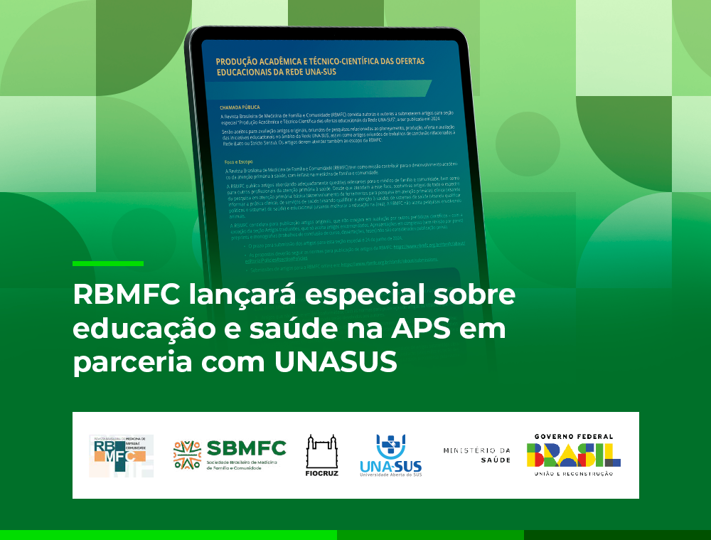 RBMFC lançará especial sobre educação e saúde na APS em parceria com UNASUS