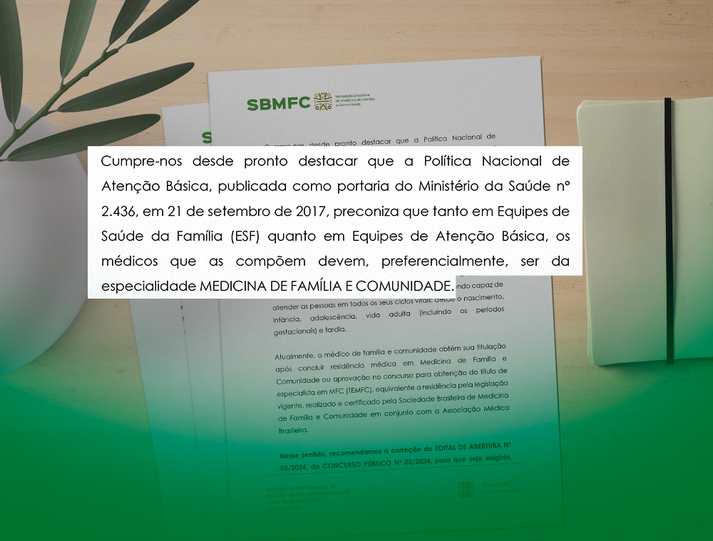 SBMFC cobra que a especialidade seja pré-requisito em seleções públicas. Saiba como ajudar